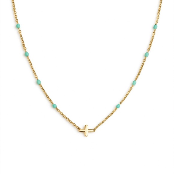 Anthropologie Jewelry - ⚜️ Gold and Turquoise Beaded Necklace
